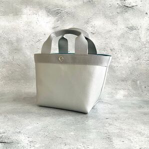 ハンドメイド 舟形デイリートートバッグ(S) フェイクレザー シルバー