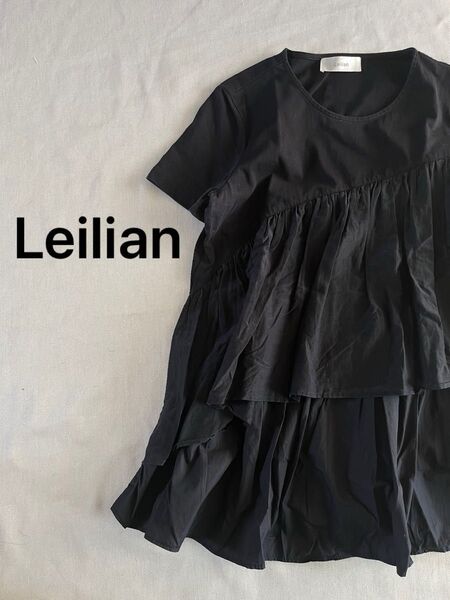 Leilian レリアン シルクティアードカットソーTシャツ