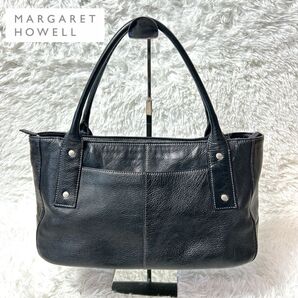 【極美品】MARGARET HOWELL オールレザートートバッグ シボ加工 ブラック