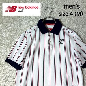 【美品】new balance GOLFトリコロール半袖ポロシャツ Mサイズ