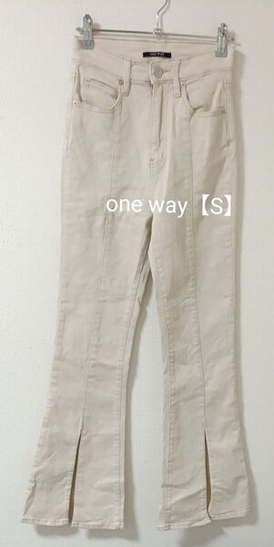 oneway ストレッチ ハイウエスト フレアパンツ センタースリット S