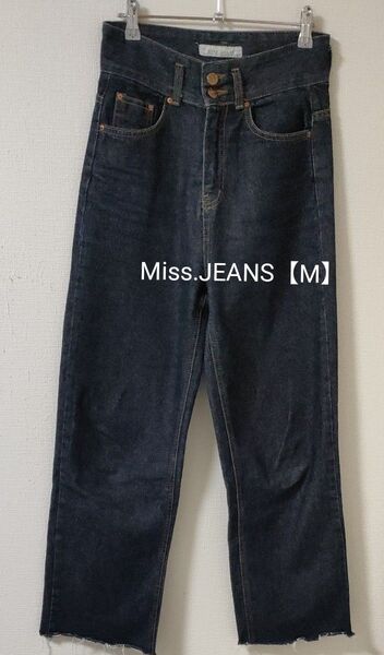 Miss.JEANS ハイライズ セミワイドデニムパンツ М 切りっぱなし 丈長め