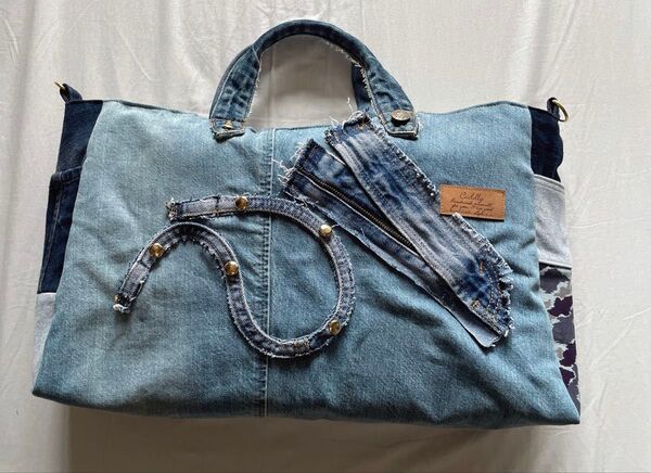 デニムリメイク トートバッグ パッチワーク ハンドメイド
