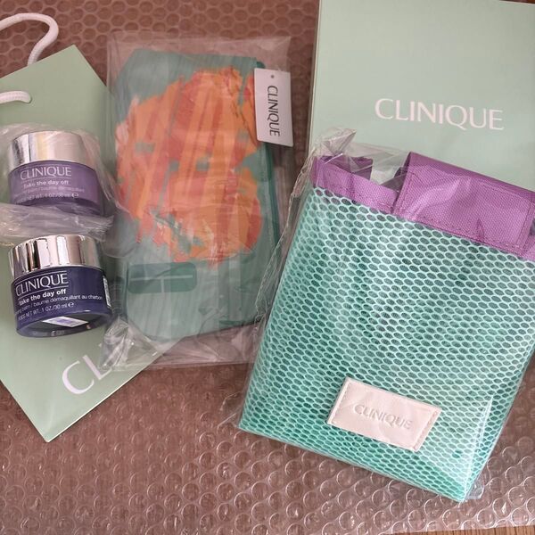 CLINIQUEクリニーク ノベルティセット メッシュバッグ クレンジングバーム2個 ポーチ