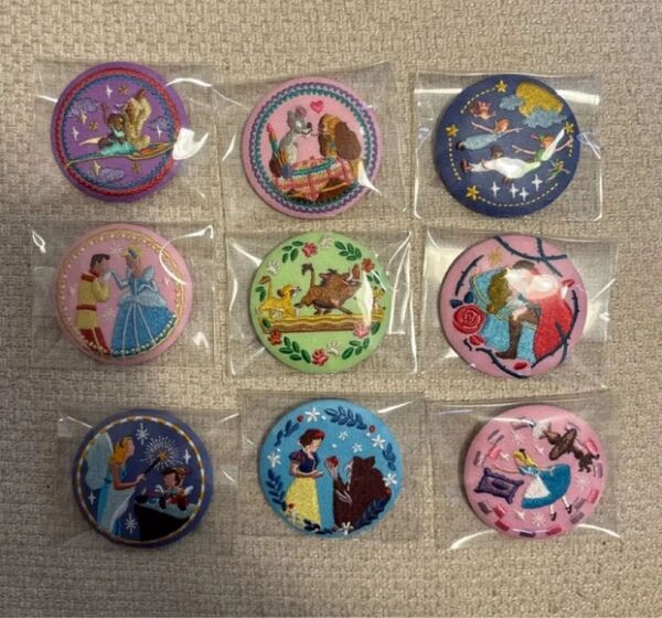 .ディズニー Disney Characters 刺繍缶バッジ 刺繍ブローチ 9種