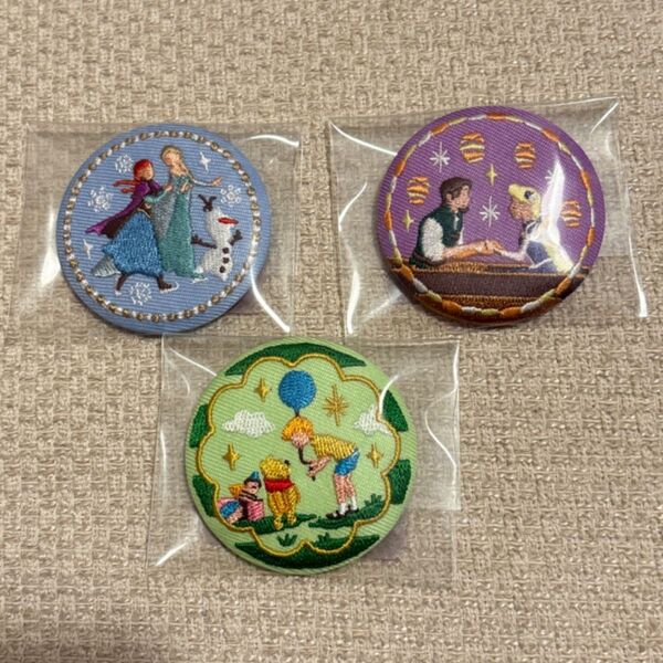 ディズニー Disney Characters 刺繍缶バッジ 刺繍ブローチ 3種
