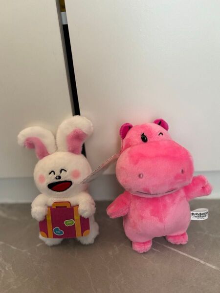 たべっ子どうぶつ 一番くじ C賞 ぬいぐるみマスコット うさぎさん かばさん(アクリルチャーム付き)