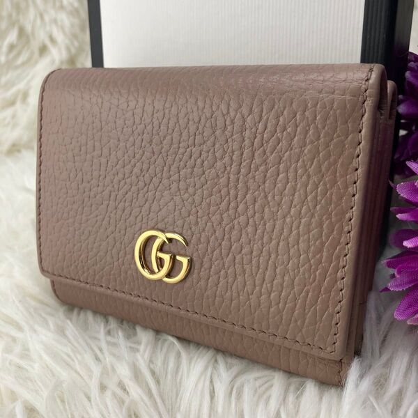 美品 GUCCI ミニ財布 マーモント 三つ折り GGロゴ
