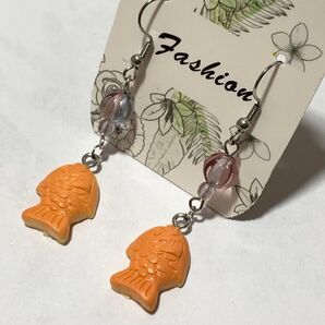 とってもユニークなたい焼きピアス ハンドメイド品