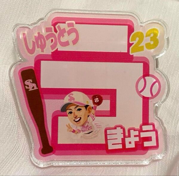 ソフトバンクホークス ピンクフルデー2025 アクリルネームバッジ 周東佑京 TVQ コラボ