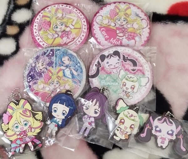 キュアとアイドルプリキュア BIGホログラム缶バッジ ラバーマスコット