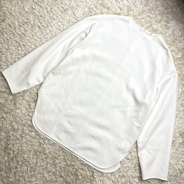 美品 2023年 yori ダブルクロスTeeブラウス ホワイト ロンT 長袖 フリーサイズ 2023SP