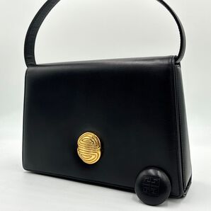 極美品 ジバンシー ハンドバッグ レザー ブラック ゴールド金具 フォーマル ロゴ