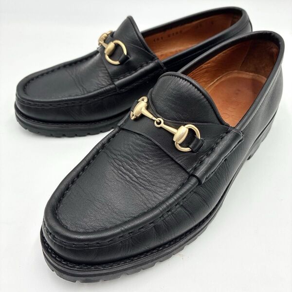 美品 GUCCI グッチ ラグソール ホースビット ローファー 黒 22㎝