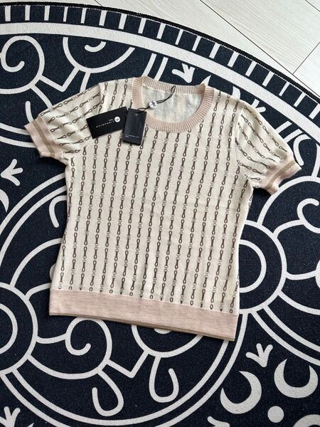 高級LINDARICO 100%カシミヤ 半袖ニット 38サイズ ベージュ