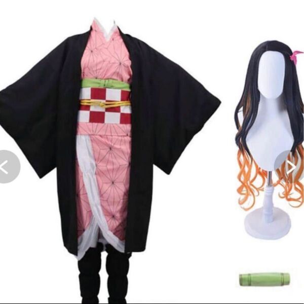 鬼滅の刃 コスプレ衣装 着物 禰豆子 フルセット コスプレ 和装 着物 ハロウィン アニメ コスチューム キャラクター