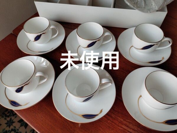 未使用 ジバンシィGIVENCHY コーヒーカップ&ソーサー 6客 昭和 ※送料1050〜1200円込 ※即購入、無言取引歓迎