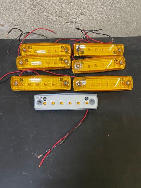 車高灯、サイドマーカーJB406AA24レンズあり 6個 3対レンズなし1個 オレンジ 6連LED 24V