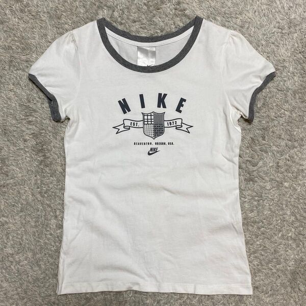 NIKE ナイキ ロゴプリント リンガーTシャツ パフスリーブ 00s 半袖Tシャツ