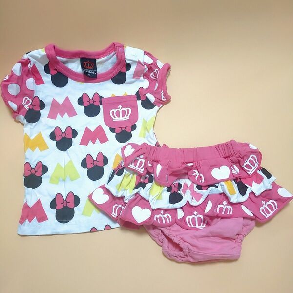 ベビー服 女の子 キッズ ベビードール BABYDOLL ミッキー ミニー ディズニー ピンク Tシャツ ブルマ ショートパンツ