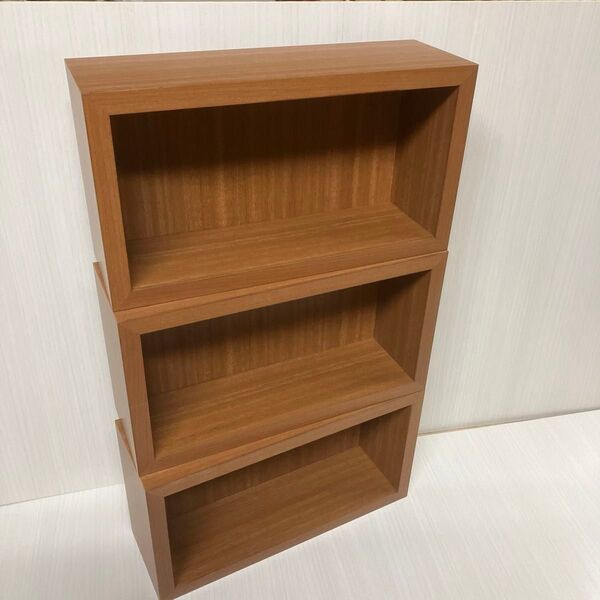 カセットテープ収納ラック3個 茶 小物収納ボックス 275mmx152mm奥行90mm