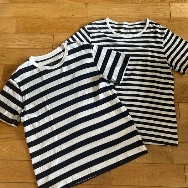 無印良品 ボーダーTシャツ 2枚セット メンズM