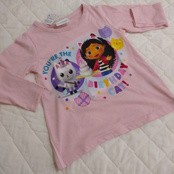 【新品】ギャビーのドールハウス 長袖Tシャツ 100cm ピンク 猫 バースデー 女の子