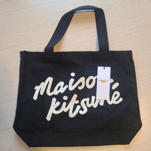 【新品】MAISON KITSUNE ロゴ キャンバス トートバッグ BLACK