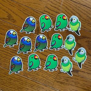 インコとオウムのステッカー14枚セット まとめ売り