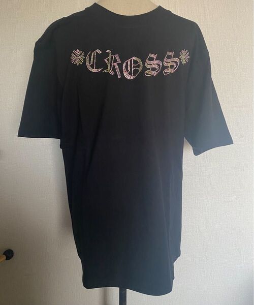 レディースキラキラロゴTシャツ XLサイズ100%コットン ブラック