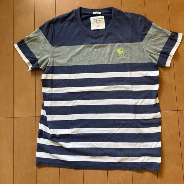 Abercrombie&Fitch ボーダーTシャツ XL ネイビー×ホワイト×グレー