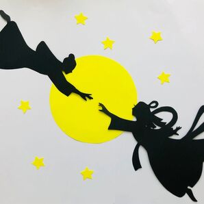 七夕 シルエット 切り絵 壁面飾り Part5