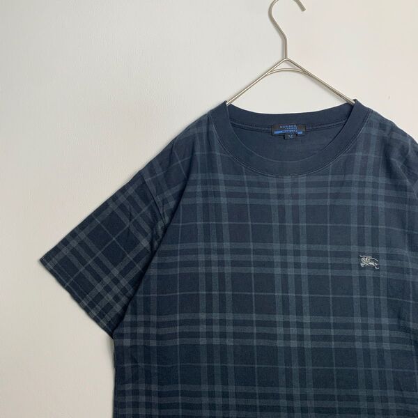 Burberry Blue label バーバリーブルーレーベル Tシャツ ロゴ刺繍 ノバチェック M ブラック 黒 男女兼用