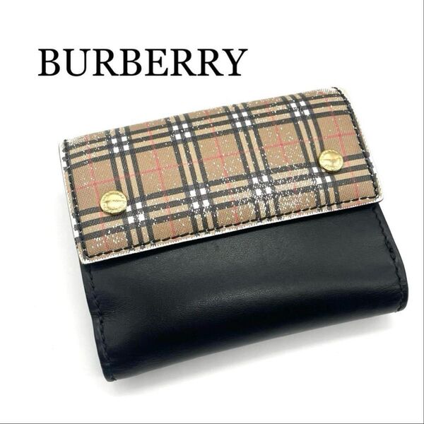 BURBERRY バーバリー 二つ折り財布 チェック Wホック