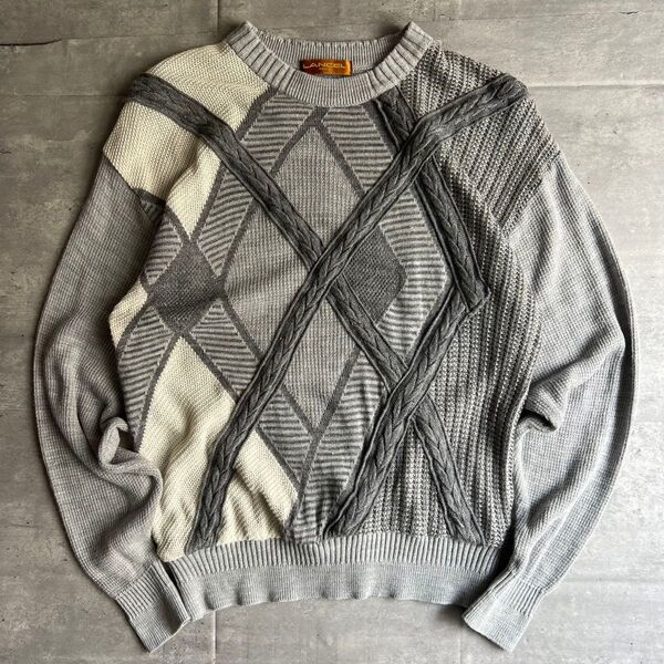 LANCEL ランセル レーヨン リネン ニットセーター 日本製 立体 Mサイズ