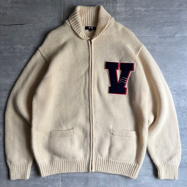VAN ヴァンジャケット ウールニット ジップアップ カーディガン Lサイズ