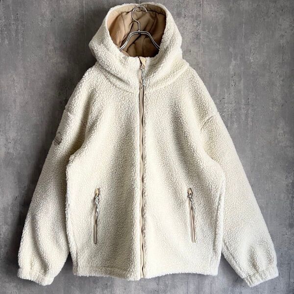 MILLET ミレー ジップアップ ボアフリースジャケット 刺繍ロゴ 極美品 L