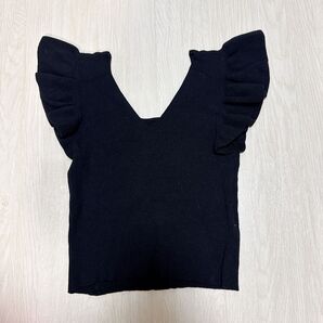 GYDA 2WAY フリルリブニット TOPS ブラック
