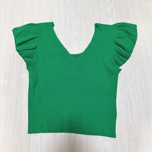 GYDA 2WAY フリルリブニット TOPS グリーン