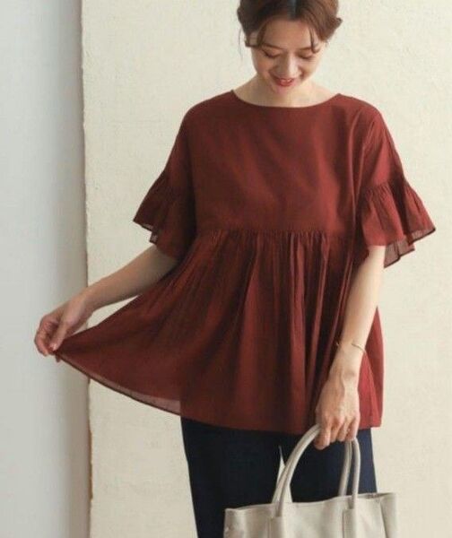 URBAN RESEARCH DOORS ◆ コットンボイルフリルスリーブブラウス