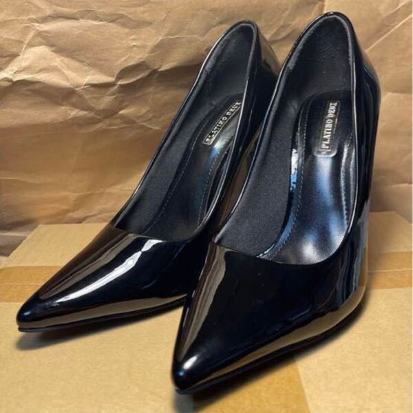 PLATINO DEUX プラチナドゥ パンプス ブラックエナメル 23.5cm