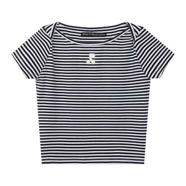 新品 Rest&Recreation 刺繍入り 半袖 ボーダーTシャツ ネイビー