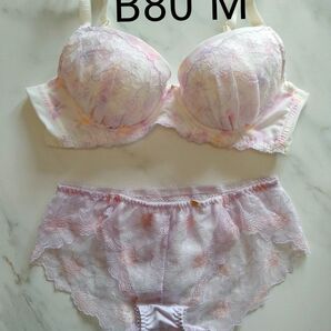 B80 チュチュアンナ ブラジャー ショーツ セット レース 薄紫 パープル 花