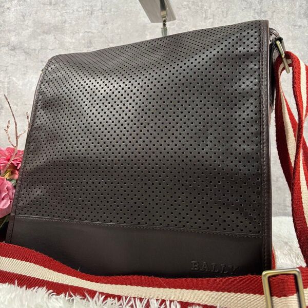 【美品】 BALLY ショルダー レザー ブラウン メッセンジャー トレスポ 斜め掛け ショルダーバッグ