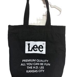 Lee トートバッグ コットンキャンバス ブラック チャック付き 中にシミあり