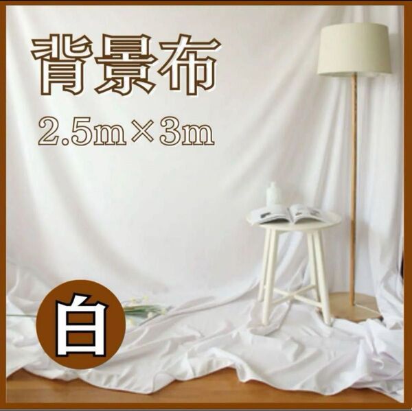 背景布 撮影用 ホワイト 白 無地 背景 スクリーン 写真 撮影 バックシート 2.5m×3m 新品