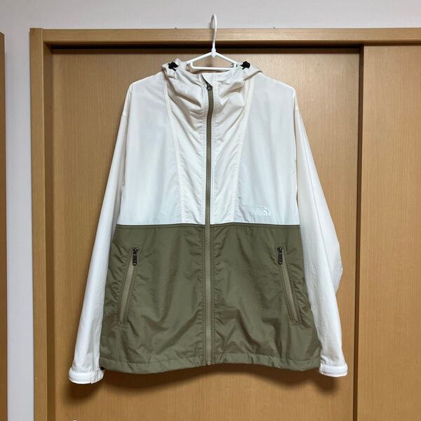THE NORTH FACE コンパクトジャケット ホワイトカーキバイカラー メンズ Mサイズ 中古美品