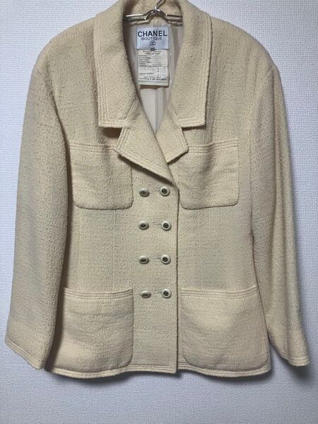 シャネル スーツ ツイード スカート ベージュ ブティック 40 chanel ヴィンテージ ビンテージ ココ