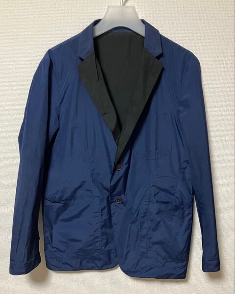 JIL SANDER ジルサンダー リバーシブル 2B JK ナイロン 黒 46 NAVY BLACK テーラード ジャケット