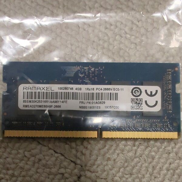 RAMAXEL 4GBメモリ 1Rx16 PC4-2666V-SCO-11